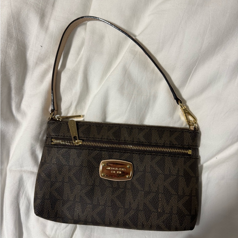 Michael Kors Dark Brown Monogram Wristlet